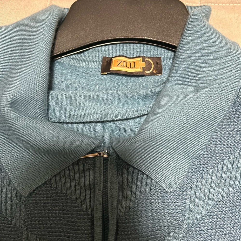 Men's Blue Zip-Up Sweater
